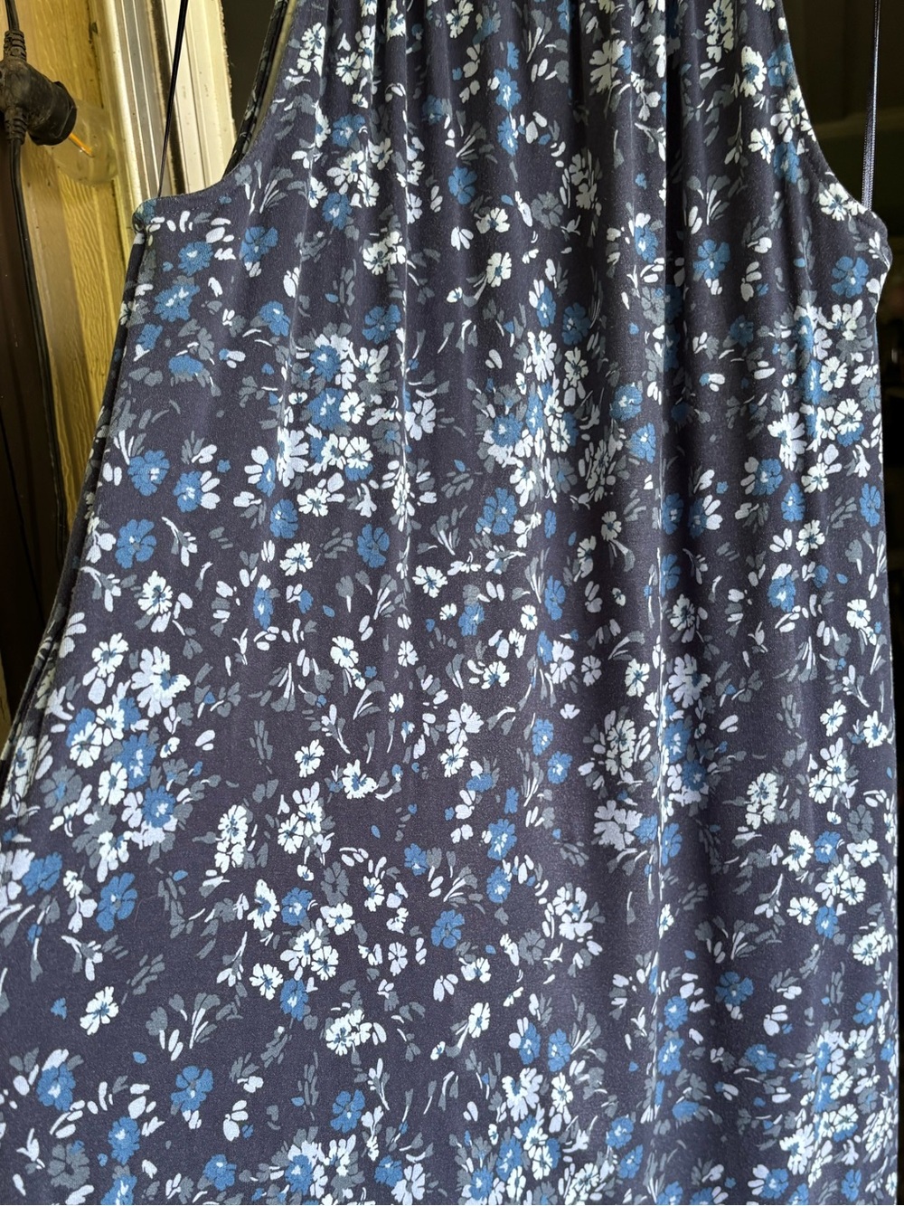 Time and Tru Navy Floral Midi Dress with Blue & White Blooms